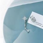 S925 Silver Rhinestone Drop Earring Clip On Earring - Star - Silver - One Size