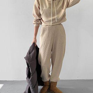 Set: Ribbed Cropped Hoodie + Jogger Pants