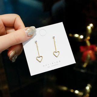 Rhinestone Heart Dangle Earring Dangle Earring - One Size