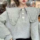 Collared Oversized Sweatshirt Gray - One Size