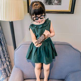 Sleeveless Tie-waist Pleated Plain Dress