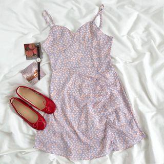 Floral Print Spaghetti-strap Dress As Shown In Figure - One Size