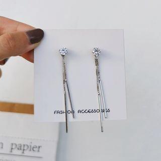 Rhinestone Fringed Dangle Earring 1 Pair - As Shown In Figure - One Size