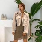 Snap-button Flap-pocket Dip-back Shirt