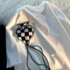 Checkerboard Heart Embroidered T-shirt