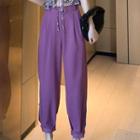 Button-cuff Cropped Dress Pants