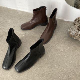 Faux Leather Low Heel Chelsea Boots