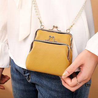 Plain Faux Leather Crossbody Coin Purse