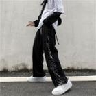 Leopard Panel Straight Leg Pants