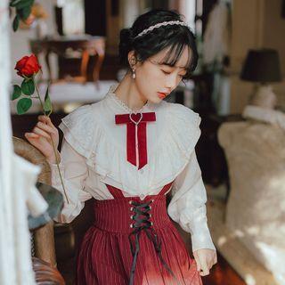 Rhinestone Heart Ruffled Blouse