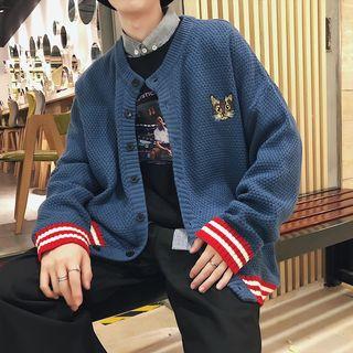Cat-embroidered Knit Cardigan