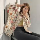 Long-sleeve Flower Print Button-up Jacket