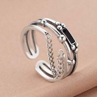 Layered Sterling Silver Open Ring 1 Pc - S925 Silver - Silver - One Size