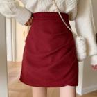 High-waist Asymmetrical Hem Ruched Mini Skirt