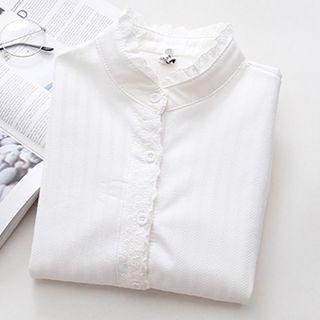Lace Trim Fleece-lined Shirt