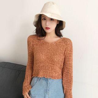 Cropped Open Knit Top