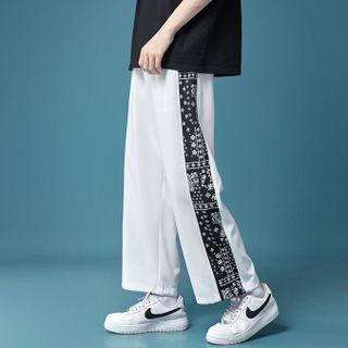 Panel Print Two-way Wide-leg Pants