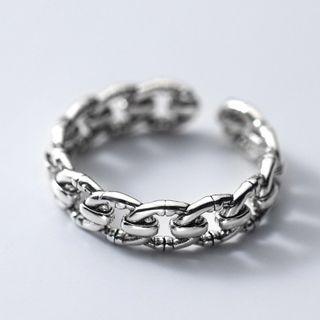 Chained Sterling Silver Open Ring 1 Pc - Chained Sterling Silver Open Ring - Silver - One Size