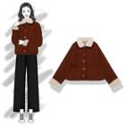 Fleece Collar Cropped Single-breasted Coat