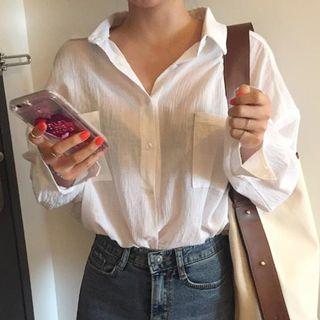 Plain Shirt / Cropped Striped Camisole Top