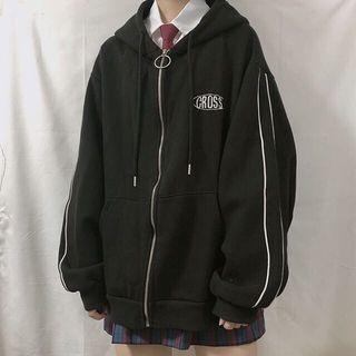 Hood Contrast Trim Zip Jacket