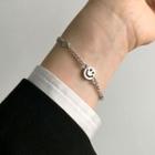 Smiley Face Chain Bracelet Silver - One Size