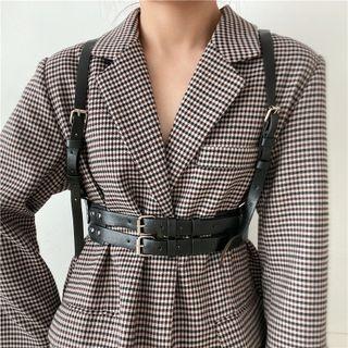 Layered Suspender Faux Leather Belt