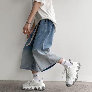 Elastic-waist Gradient Wide-leg Jeans