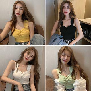 Wide Strap Knit Cropped Top
