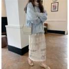Set: Mock Two Piece Sweater + Midi A-line Lace Skirt