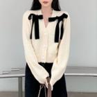 Bow Cardigan Black Bow - Off-white - One Size