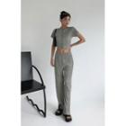 Lettuce-hem Pleated Wide-leg Pants
