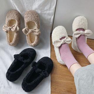 Bow-accent Wool Flats