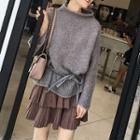 Set: Mock Neck Sweater + A-line Mini Tiered Skirt