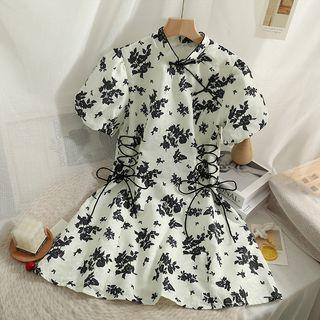 Tie-side Frog-button Mini Qipao Dress