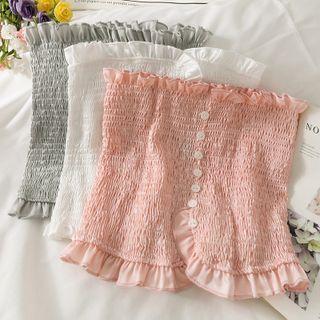 Ruffle-trim Smocked Crop Top