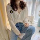 Long-sleeve Flower Embroidered Cardigan