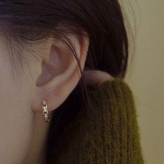 Rhinestone Hoop Earring 1 Pair - Eh1328 - Gold - One Size