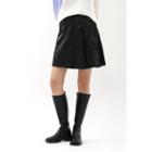 Crinkled Glossy Flared Miniskirt Black - One Size
