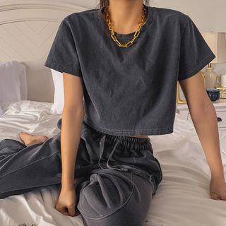Pigment-washed Cropped T-shirt