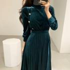 Velvet Pleated Dress