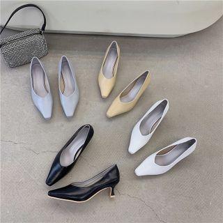 Square Toe Kitten Heel Pumps