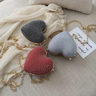 Studded Kiss Lock Heart Crossbody Bag