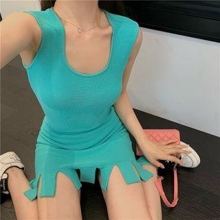 Sleeveless Knit Mini Bodycon Dress / Cardigan