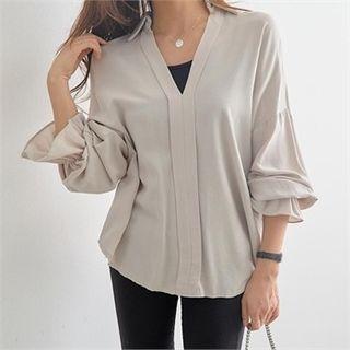 Open-placket Loose-fit Chiffon Blouse