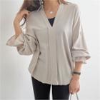 Open-placket Loose-fit Chiffon Blouse