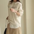 Letter-embroidered Layered-hem Sweatshirt