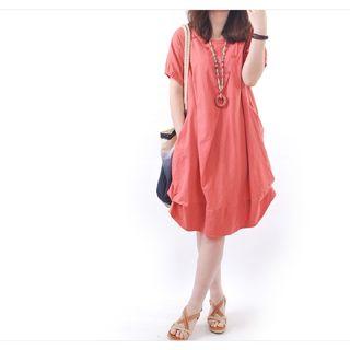 Short-sleeve Draped Dress