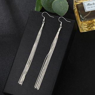 Tassel Drop Earring 1 Pair - Silver - One Size