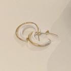 Alloy Open Hoop Earring 1 Pair - Gold & White - One Size